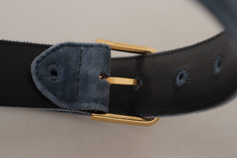 Elegant Navy Velvet Designer Belt Dolce & Gabbana