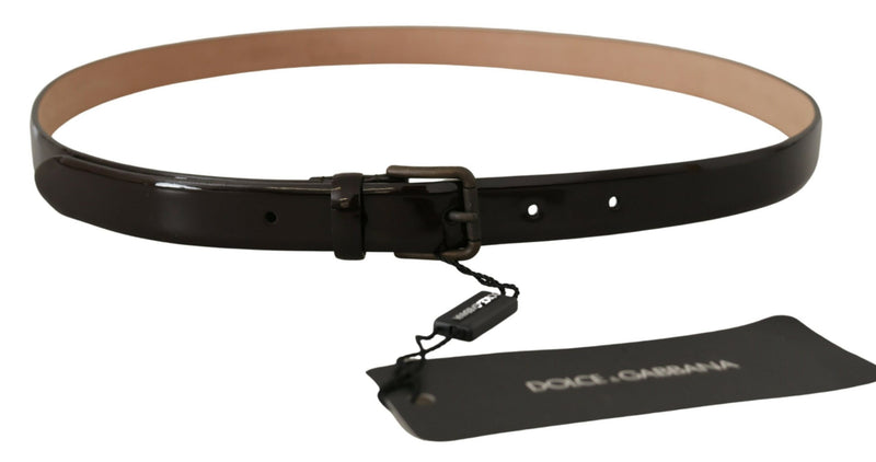 Elegant Black Leather Logo Buckle Belt Dolce & Gabbana