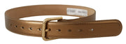 Bronze Leather Belt with Gold-Toned Buckle Dolce & Gabbana