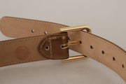 Bronze Leather Belt with Gold-Toned Buckle Dolce & Gabbana