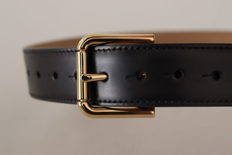 Elegant Leather Belt with Logo Buckle Dolce & Gabbana