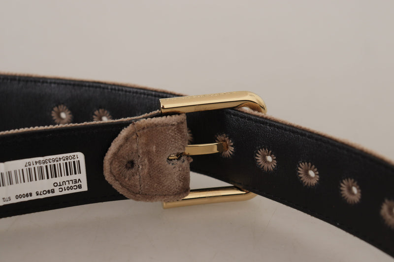 Elegant Velvet Logo Buckle Belt Dolce & Gabbana