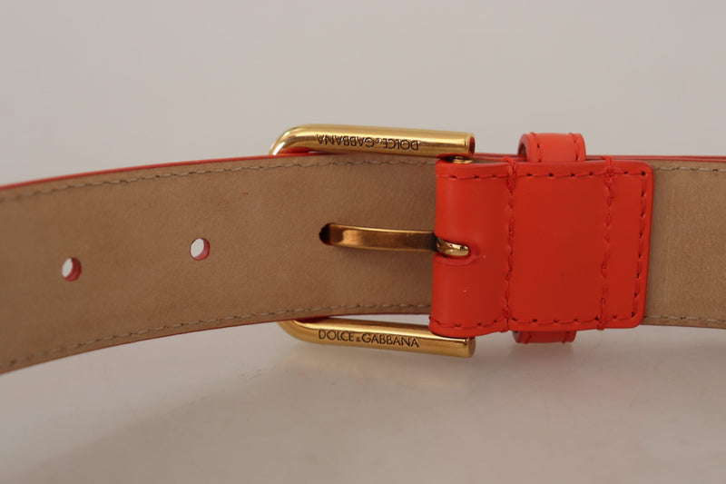 Chic Orange Leather Belt with Headphone Case Dolce & Gabbana