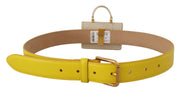 Chic Yellow Leather Belt with Headphone Case Dolce & Gabbana