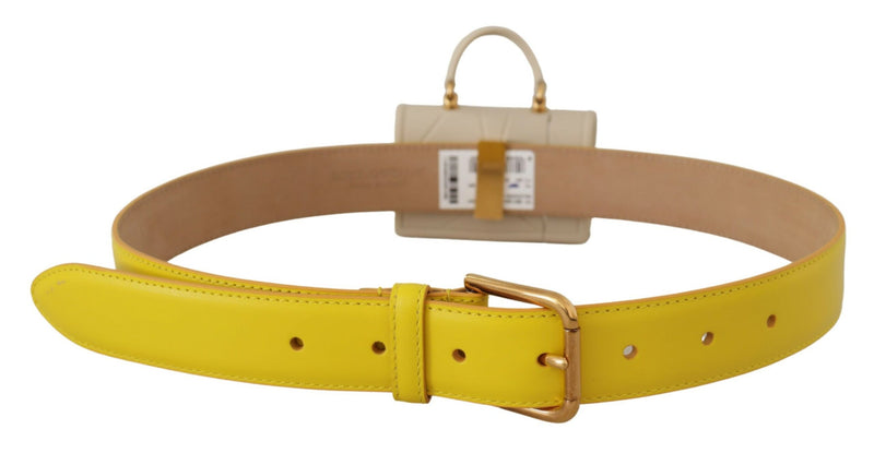 Chic Yellow Leather Belt with Headphone Case Dolce & Gabbana