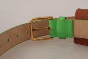 Chic Emerald Leather Belt with Engraved Buckle Dolce & Gabbana