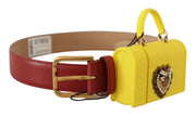 Elegant Red Leather Engraved Buckle Belt Dolce & Gabbana