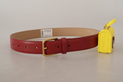 Elegant Red Leather Engraved Buckle Belt Dolce & Gabbana