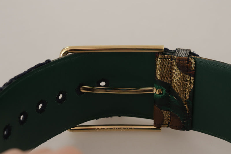 Elegant Green Leather Belt with Logo Buckle Dolce & Gabbana