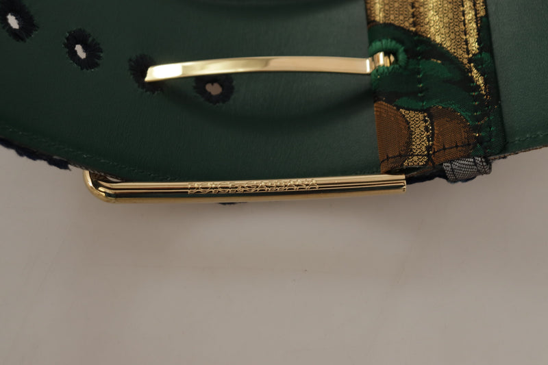 Elegant Green Leather Belt with Logo Buckle Dolce & Gabbana