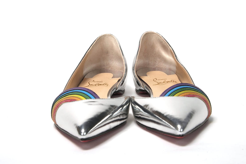 Silver Patentleather Flat Point Toe Shoe Christian Louboutin