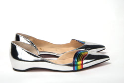 Silver Patentleather Flat Point Toe Shoe Christian Louboutin