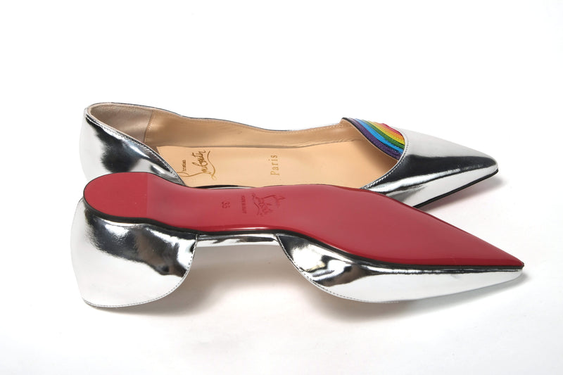 Silver Patentleather Flat Point Toe Shoe Christian Louboutin