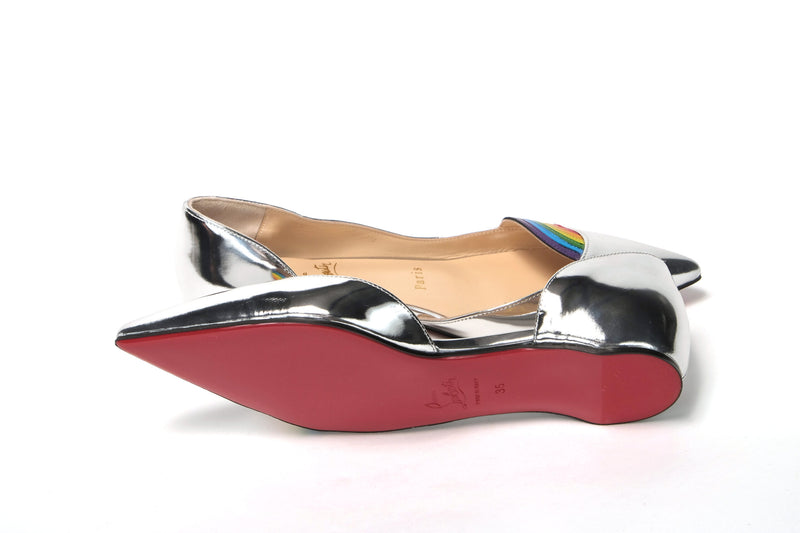 Silver Patentleather Flat Point Toe Shoe Christian Louboutin