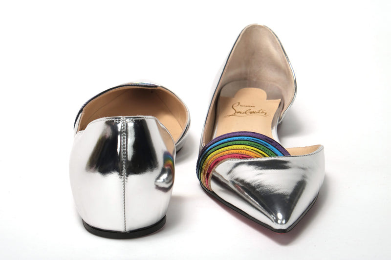 Silver Patentleather Flat Point Toe Shoe Christian Louboutin