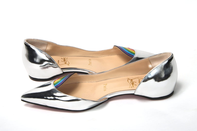 Silver Patentleather Flat Point Toe Shoe Christian Louboutin