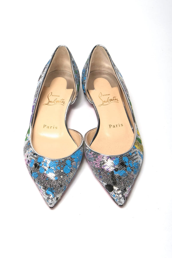 Multicolor Silver Flat Point Toe Shoe Christian Louboutin