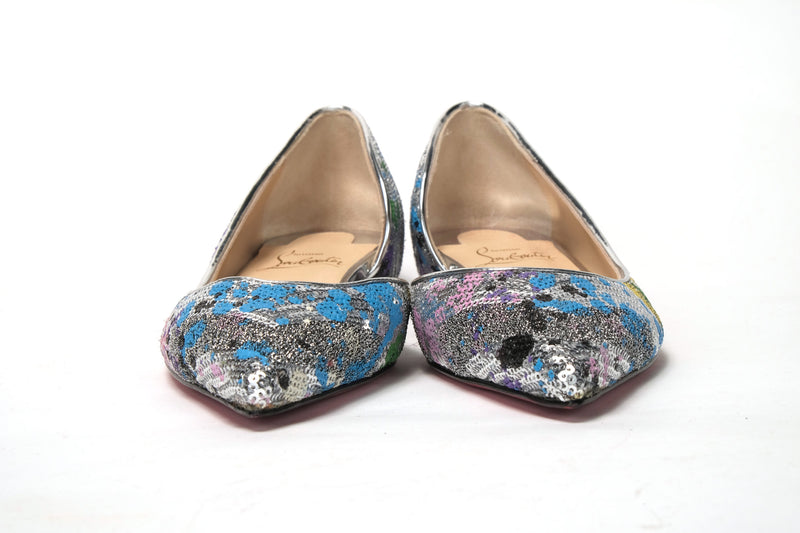 Multicolor Silver Flat Point Toe Shoe Christian Louboutin