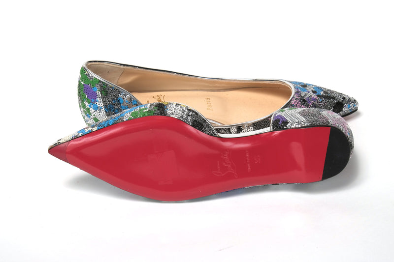 Multicolor Silver Flat Point Toe Shoe Christian Louboutin