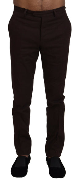 Elegant Brown Cotton Blend Trousers BENCIVENGA