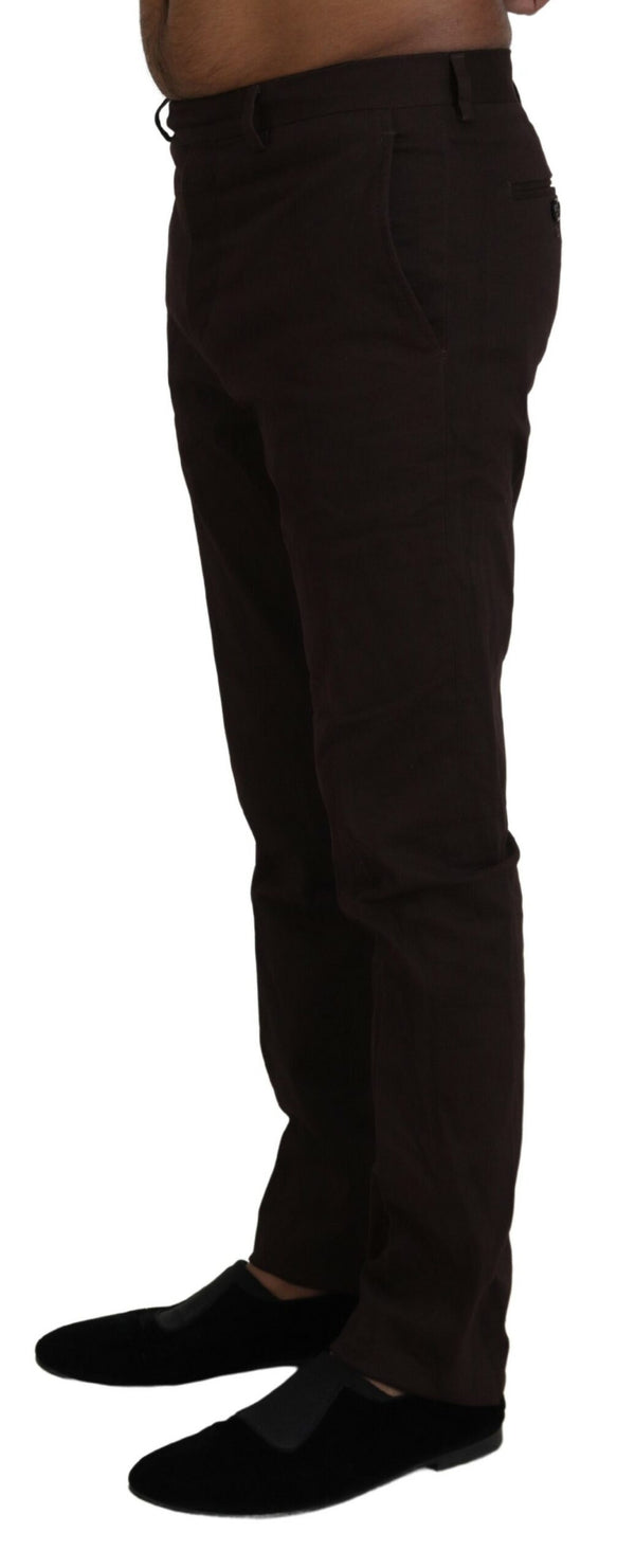 Elegant Brown Cotton Blend Trousers BENCIVENGA