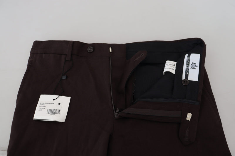 Elegant Brown Cotton Blend Trousers BENCIVENGA