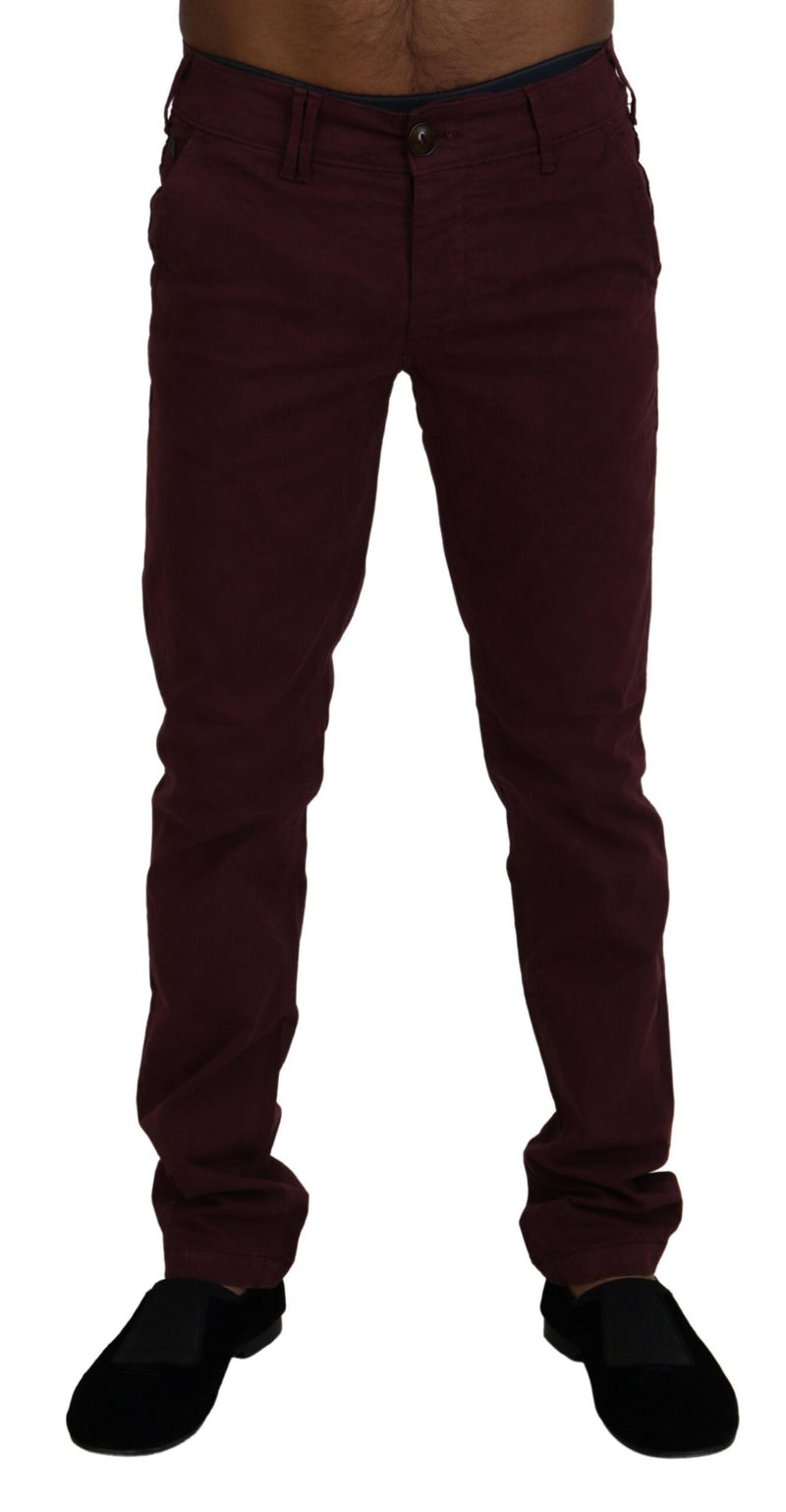 Maroon Skinny Fit Cotton Pants CYCLE