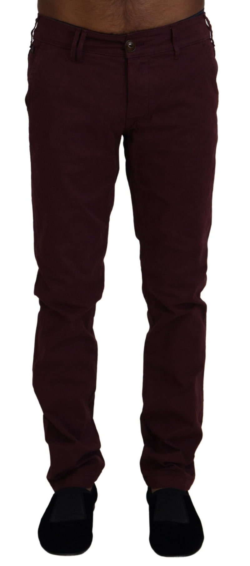 Maroon Skinny Fit Cotton Pants CYCLE