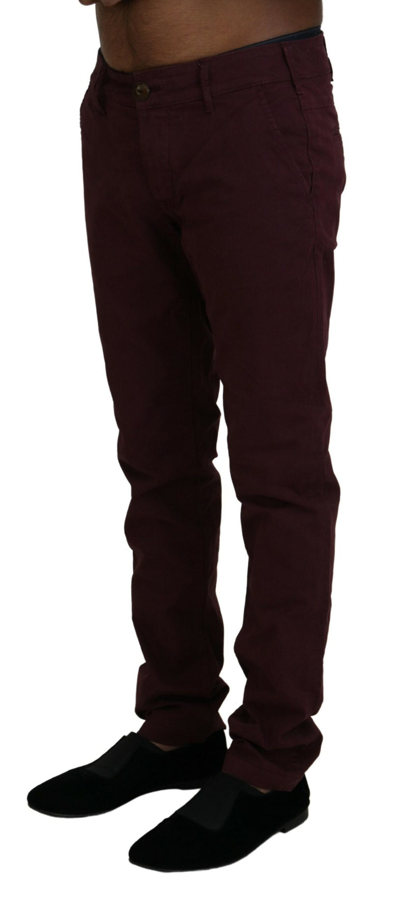 Maroon Skinny Fit Cotton Pants CYCLE