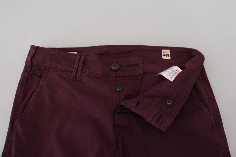 Maroon Skinny Fit Cotton Pants CYCLE