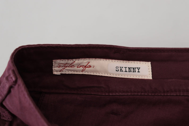 Maroon Skinny Fit Cotton Pants CYCLE