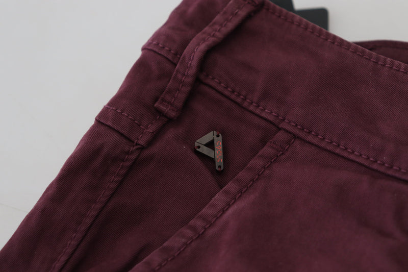 Maroon Skinny Fit Cotton Pants CYCLE