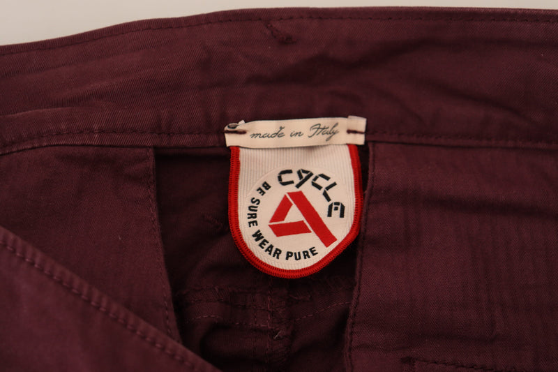 Maroon Skinny Fit Cotton Pants CYCLE