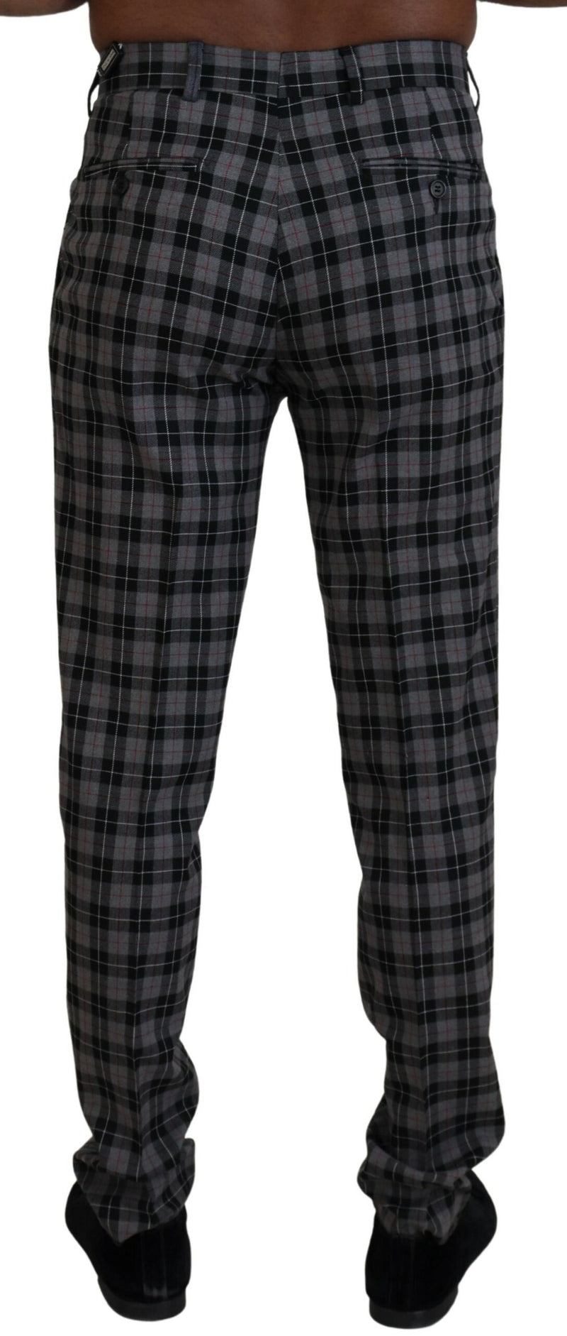 Elegant Gray Checked Gentleman's Chinos BENCIVENGA