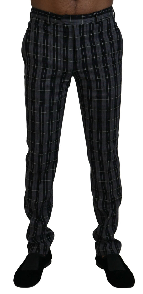 Elegant Gray Checkered Wool Chino Pants BENCIVENGA