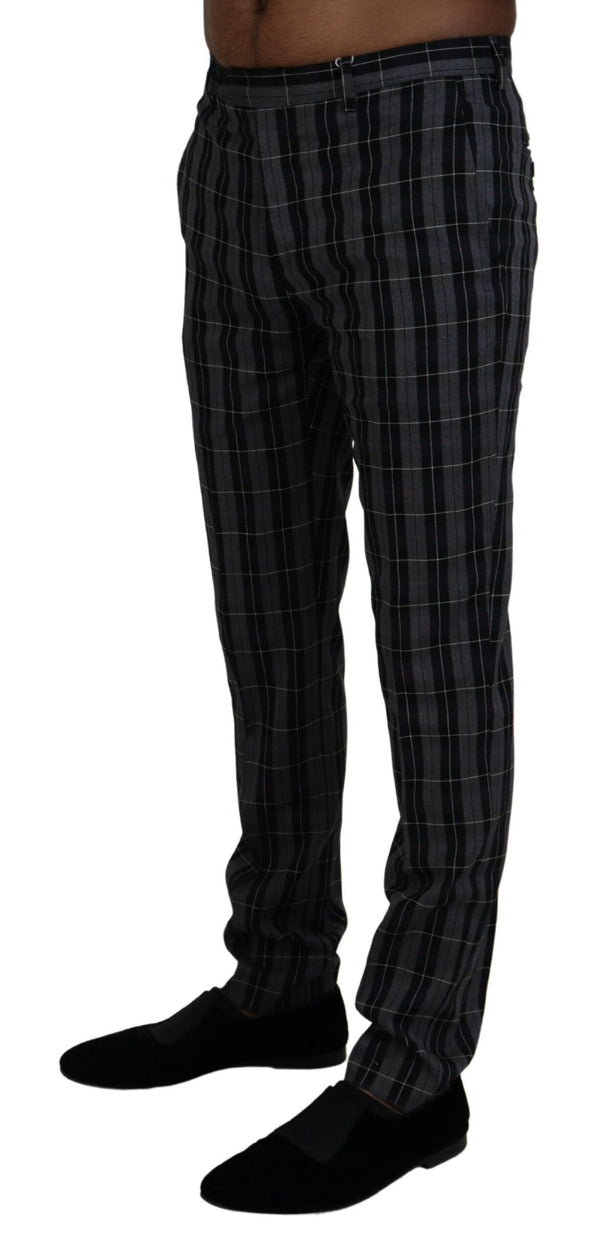 Elegant Gray Checkered Wool Chino Pants BENCIVENGA