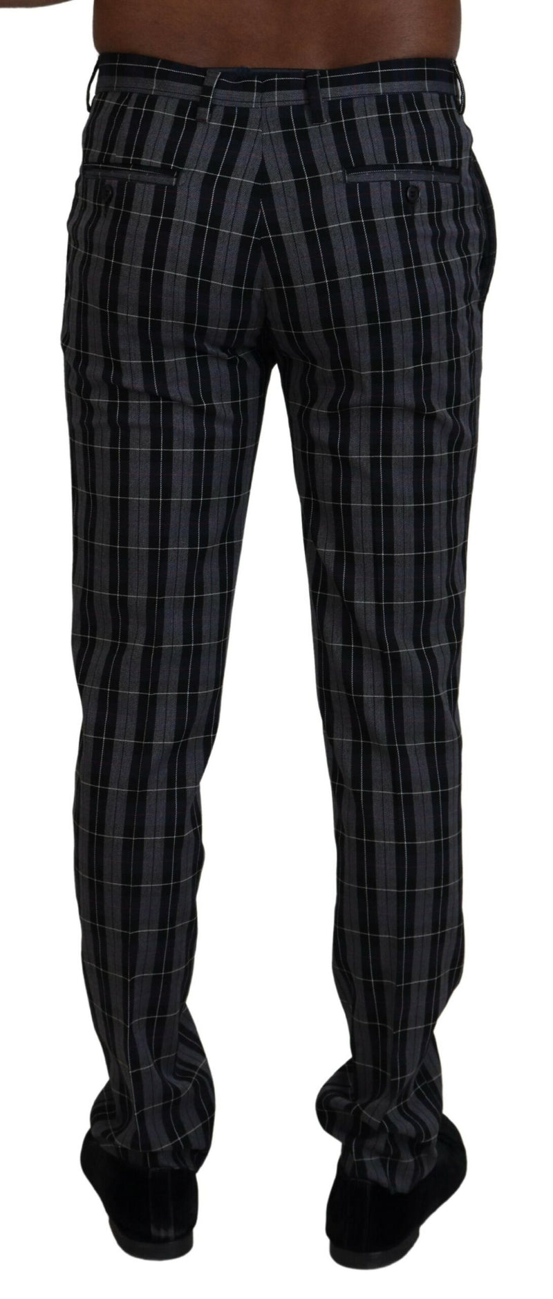 Elegant Gray Checkered Wool Chino Pants BENCIVENGA