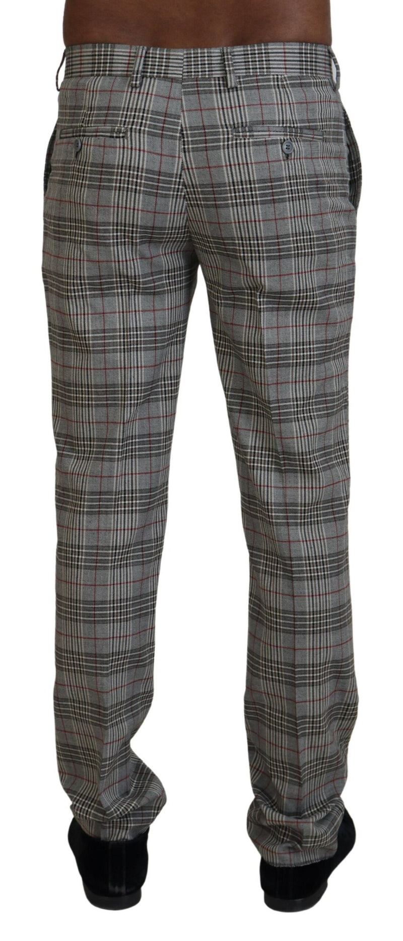 Elegant Gray Checkered Slim Men's Pants BENCIVENGA