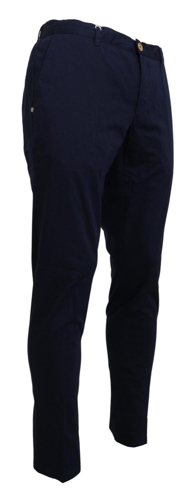 Elegant Dark Blue Slim Chino Pants Domenico Tagliente