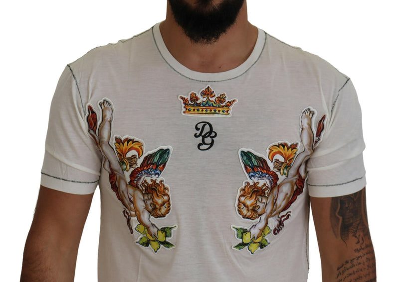 Elegant White Cotton-Silk Blend Tee Dolce & Gabbana