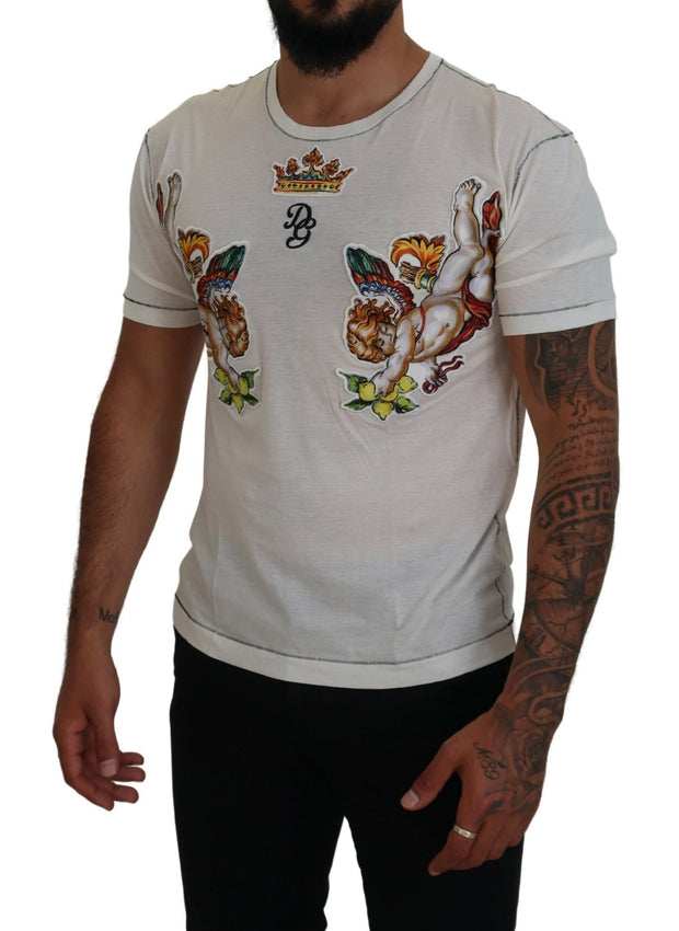 Elegant White Cotton-Silk Blend Tee Dolce & Gabbana