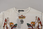 Elegant White Cotton-Silk Blend Tee Dolce & Gabbana