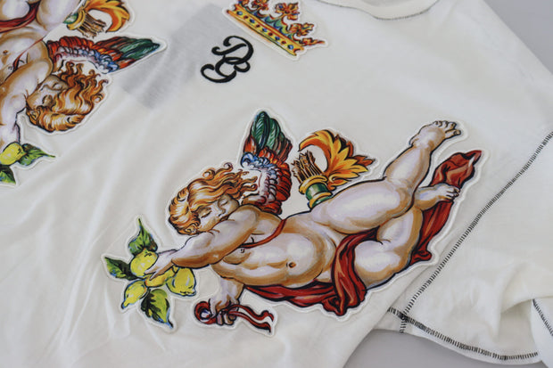 Elegant White Cotton-Silk Blend Tee Dolce & Gabbana