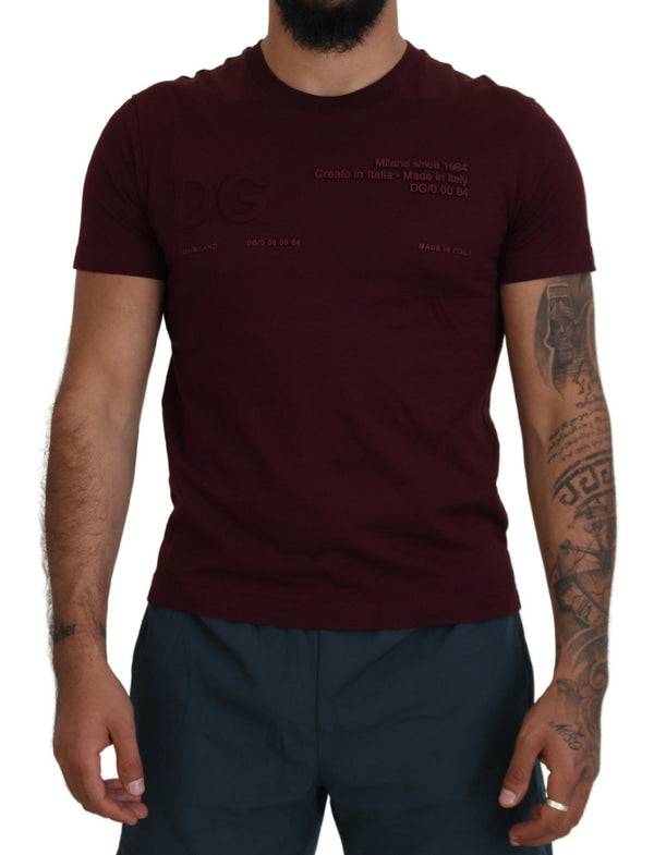 Elegant Maroon Crew Neck Casual Tee Dolce & Gabbana