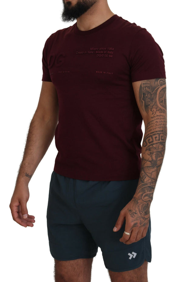 Elegant Maroon Crew Neck Casual Tee Dolce & Gabbana