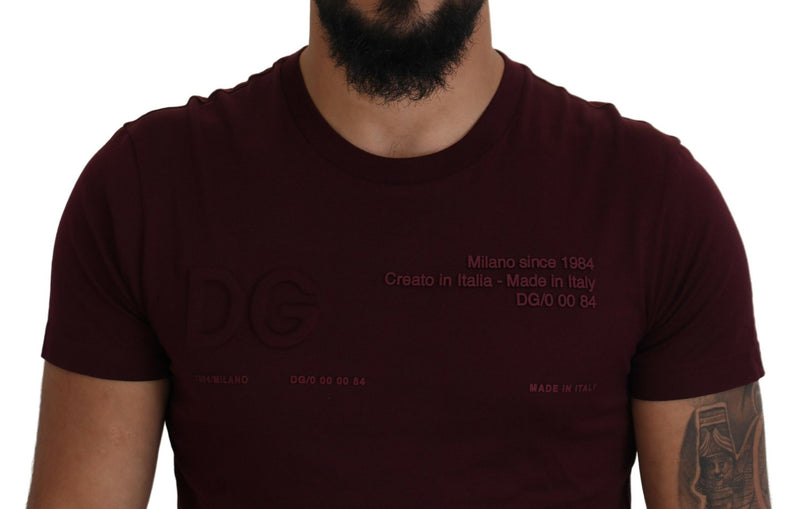 Elegant Maroon Crew Neck Casual Tee Dolce & Gabbana