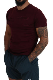 Elegant Maroon Crew Neck Casual Tee Dolce & Gabbana