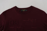 Elegant Maroon Crew Neck Casual Tee Dolce & Gabbana