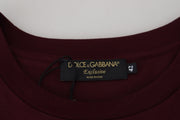 Elegant Maroon Crew Neck Casual Tee Dolce & Gabbana