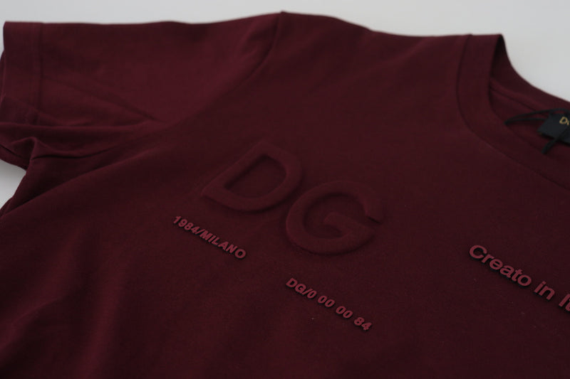 Elegant Maroon Crew Neck Casual Tee Dolce & Gabbana